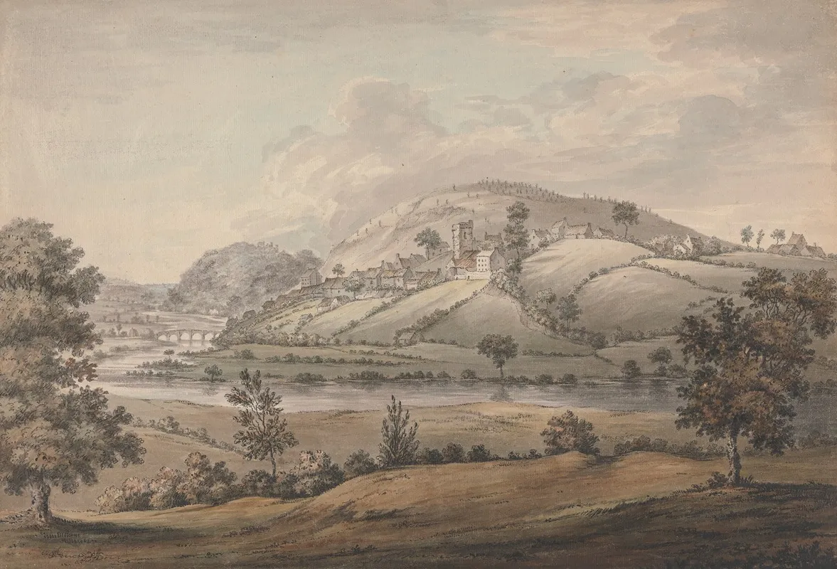 Hilly Landscape With Village And River Wall Art by Jonathan Fisher - High-Resolution Digital Print