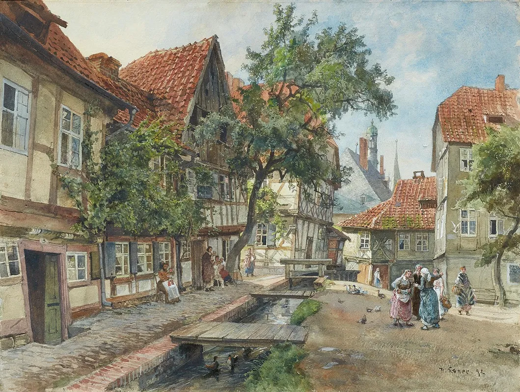 Hinter Dem Rathaus In Wernigerode Wall Art by Hermann Schnee - High-Resolution Digital Print
