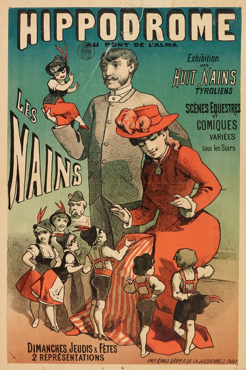 Hippodrome Au Pont De Lalma Les Nains Exhibition Des Huit Nains Tyroliens 2 Wall Art by Imp. Emile Lévy - High-Resolution Digital Print