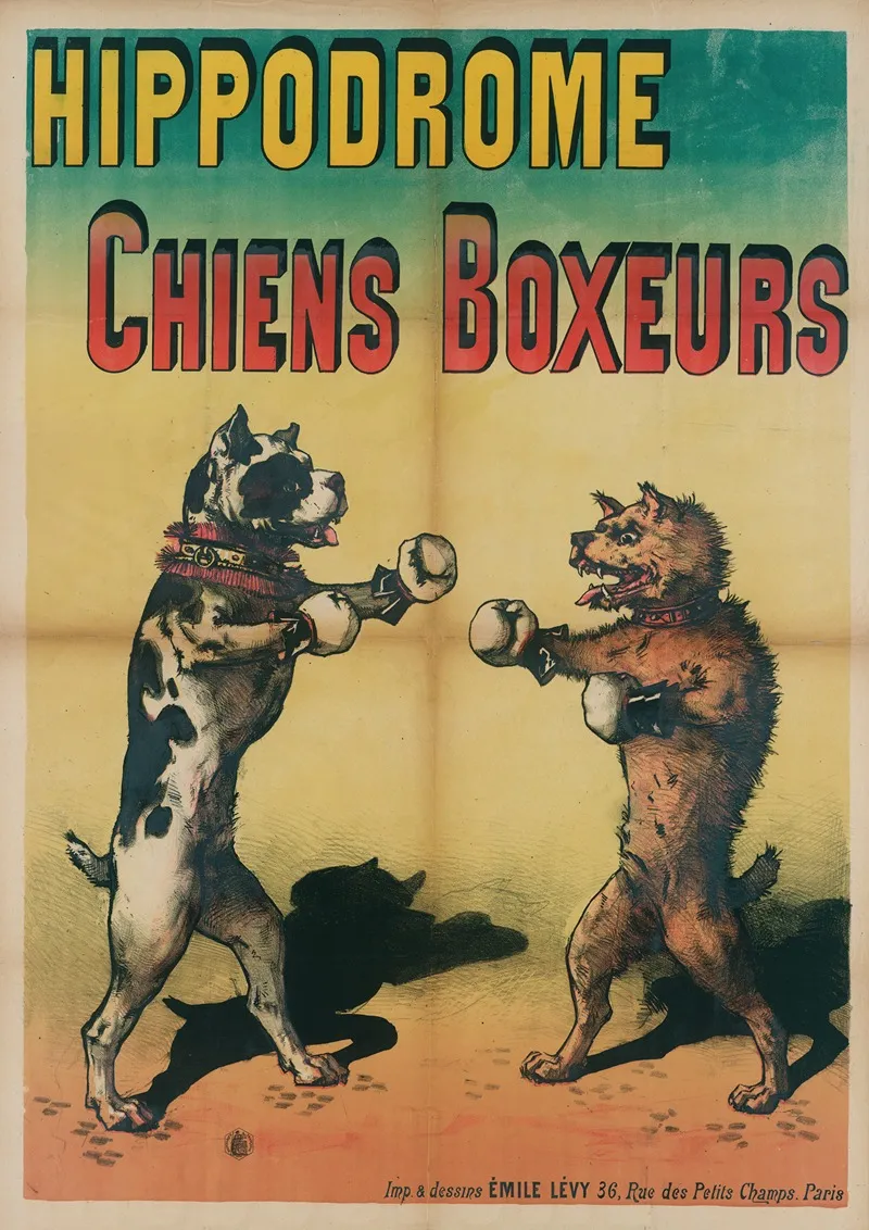 Hippodrome Chiens Boxeurs Wall Art by Imp. Emile Lévy - High-Resolution Digital Print