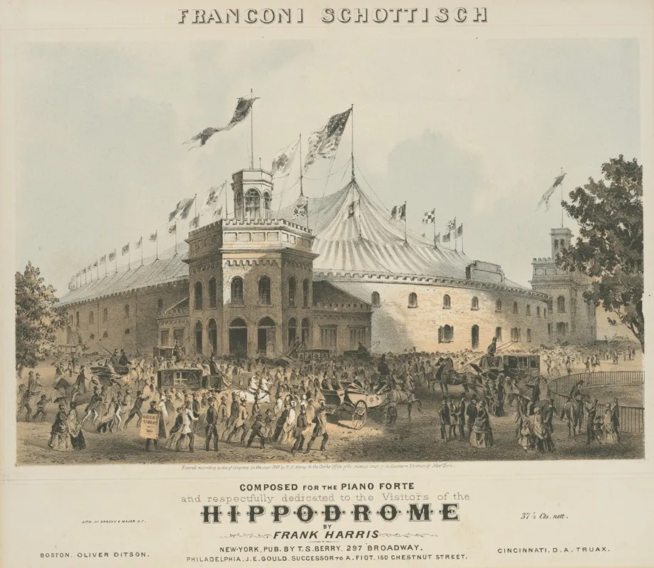 Hippodrome Franconi Schottisch Composed For The Piano Forte And Respectfully Dedicated To The Visitors Of The Hippodrome Wall Art by Sarony, Major & Knapp Lith. - High-Resolution Digital Print