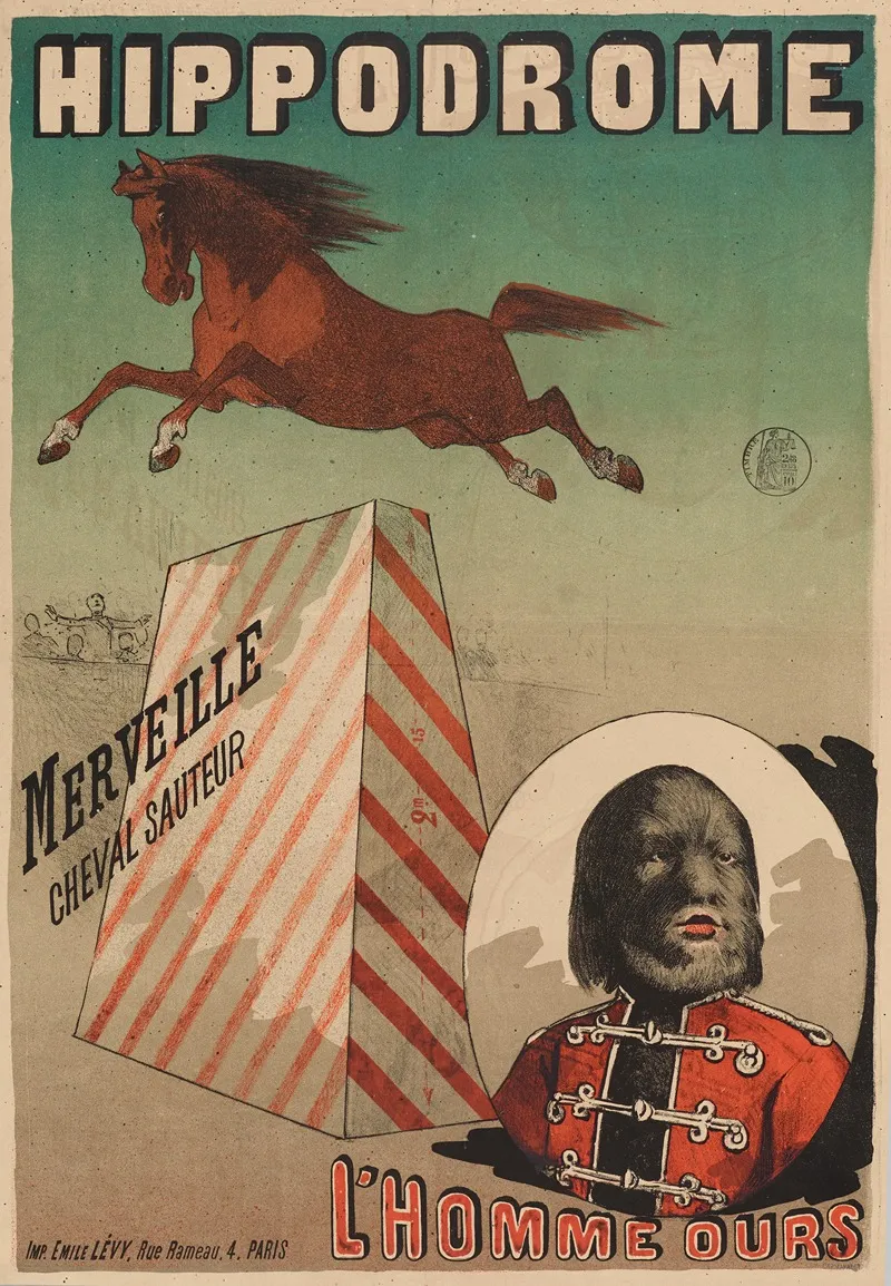 Hippodrome Merveille Cheval Sauteur Lhomme Ours Wall Art by Imp. Emile Lévy - High-Resolution Digital Print