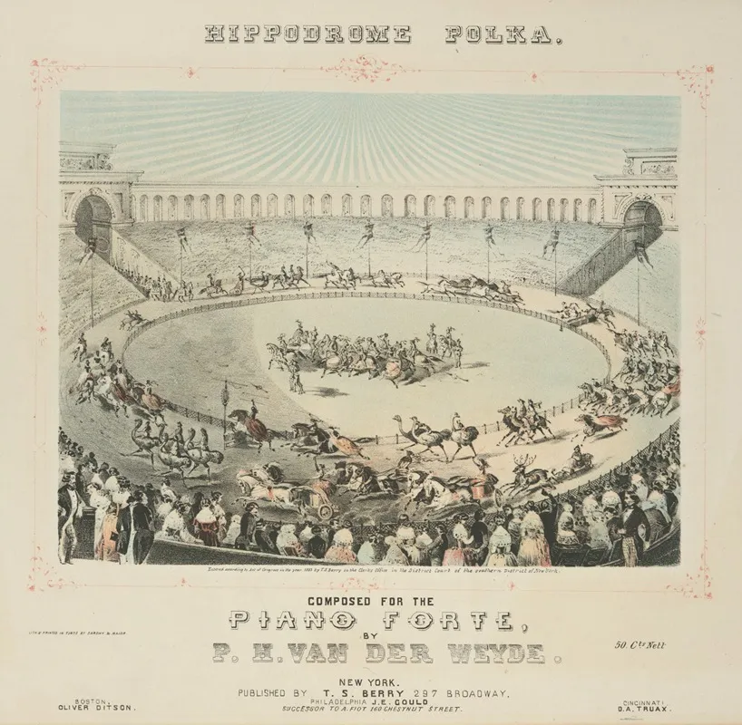 Hippodrome Polka Composed For The Piano Forte Wall Art by Sarony, Major &amp; Knapp Lith. - High-Resolution Digital Print
