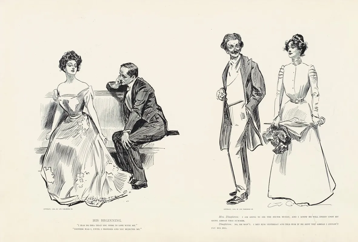 His Beginning Wall Art by Charles Dana Gibson - High-Resolution Digital Print