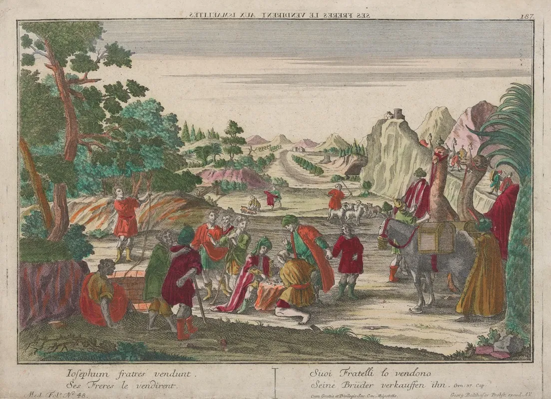 His Brothers Sold Him To The Ishmaelites 2 Wall Art by Georg Balthasar Probst - High-Resolution Digital Print