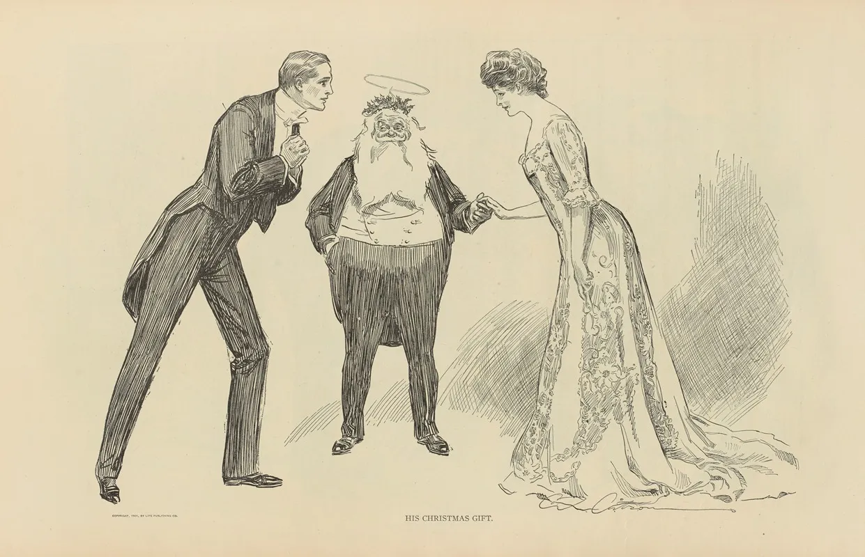His Christmas Gift Wall Art by Charles Dana Gibson - High-Resolution Digital Print