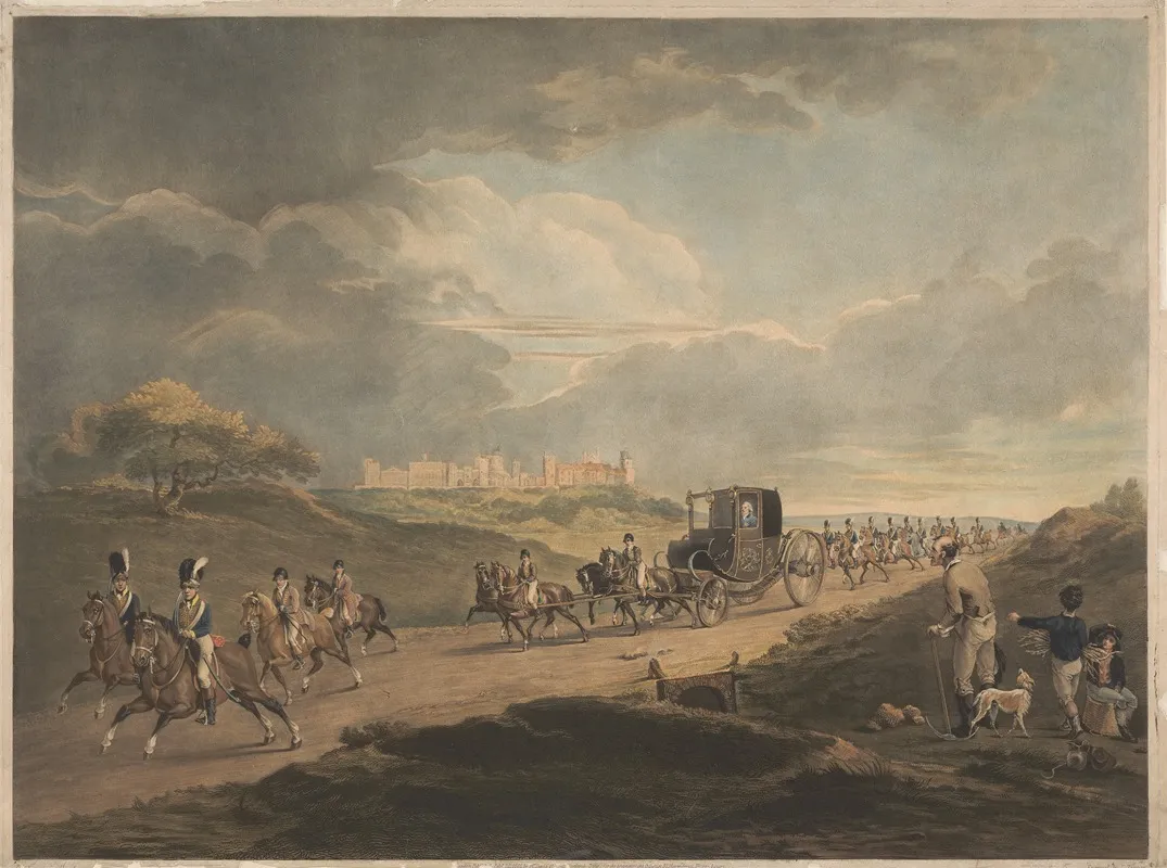 His Majesty King George Iii Returning To Town From Windsor With An Escort Of Tenth Prince Of Wales Own Light Dragoons Wall Art by Richard Barrett Davis - High-Resolution Digital Print