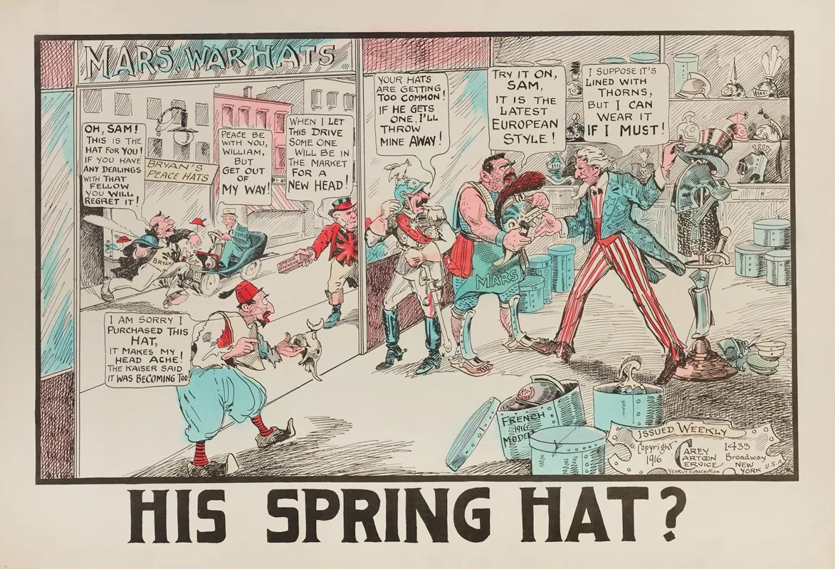 His Spring Hat Wall Art by Carey Cartoon Service - High-Resolution Digital Print