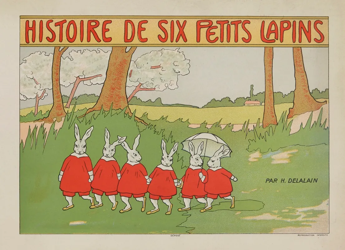 Histoire De Six Petits Lapins Pl 01 Wall Art by Henriette Delalain - High-Resolution Digital Print