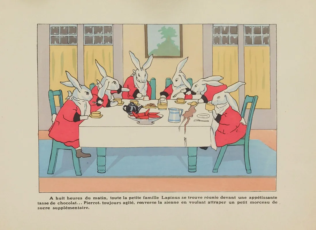 Histoire De Six Petits Lapins Pl 02 Wall Art by Henriette Delalain - High-Resolution Digital Print