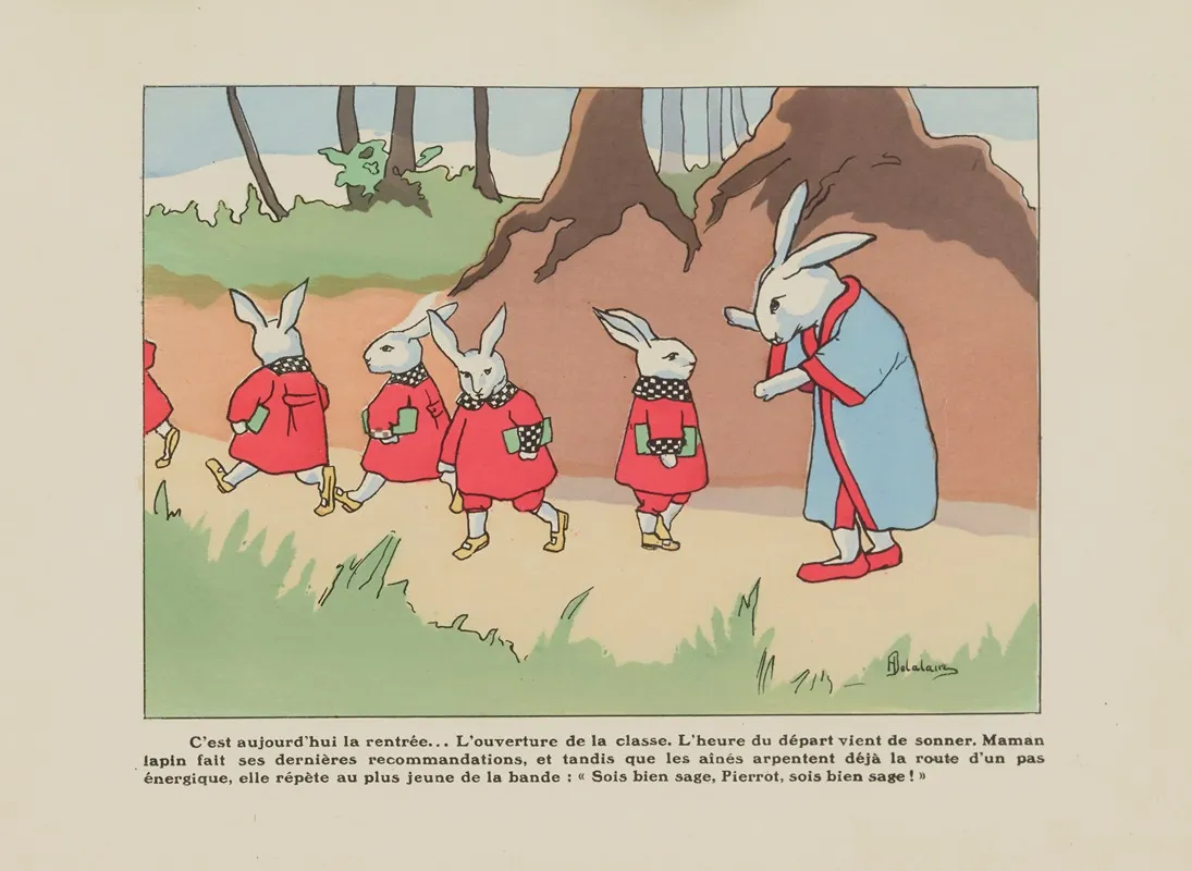 Histoire De Six Petits Lapins Pl 03 Wall Art by Henriette Delalain - High-Resolution Digital Print