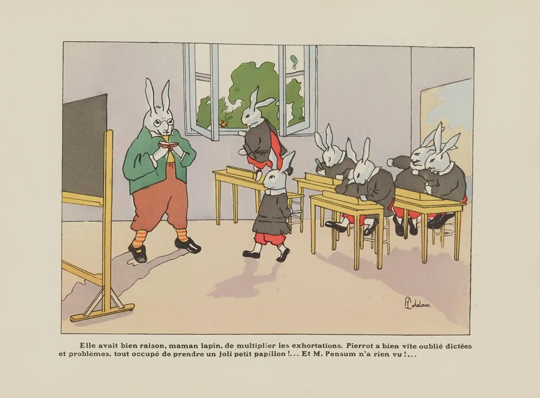 Histoire De Six Petits Lapins Pl 04 Wall Art by Henriette Delalain - High-Resolution Digital Print