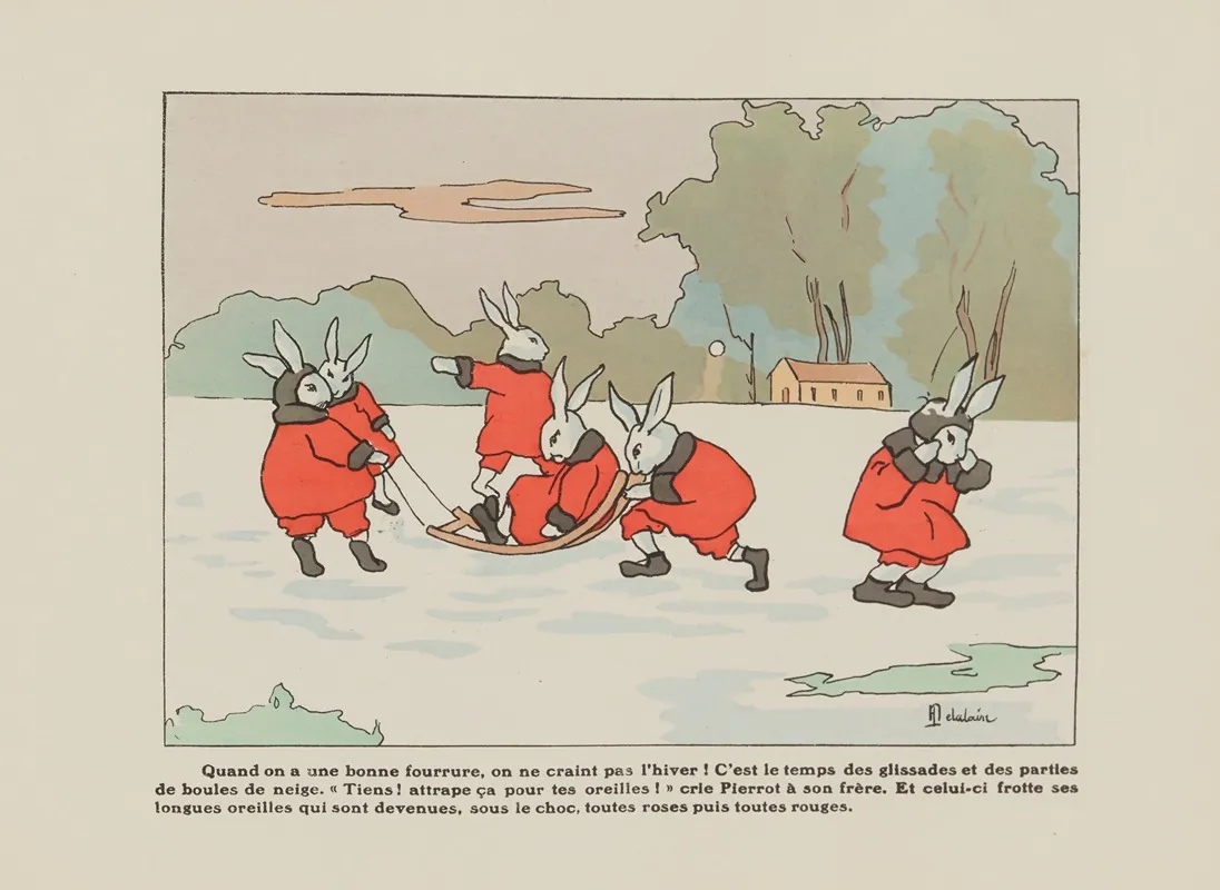 Histoire De Six Petits Lapins Pl 06 Wall Art by Henriette Delalain - High-Resolution Digital Print