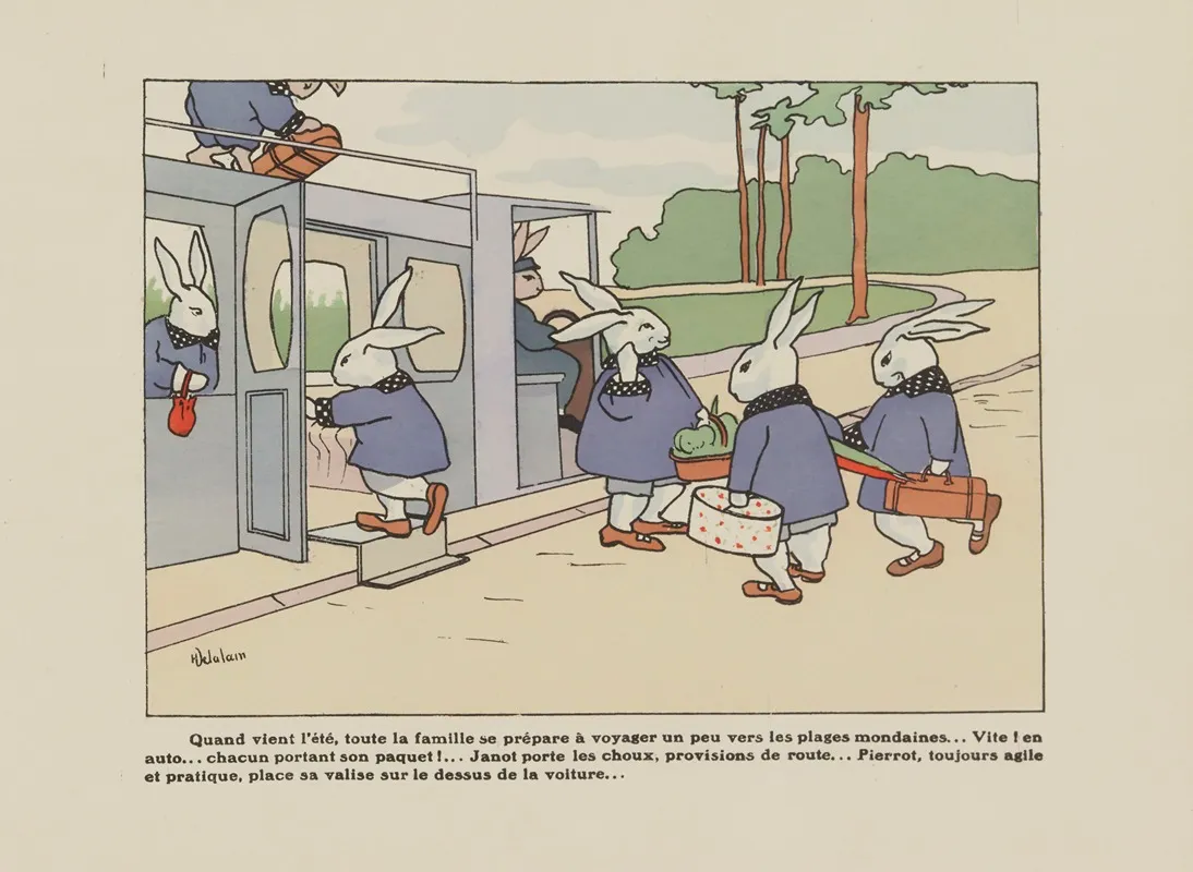 Histoire De Six Petits Lapins Pl 10 Wall Art by Henriette Delalain - High-Resolution Digital Print
