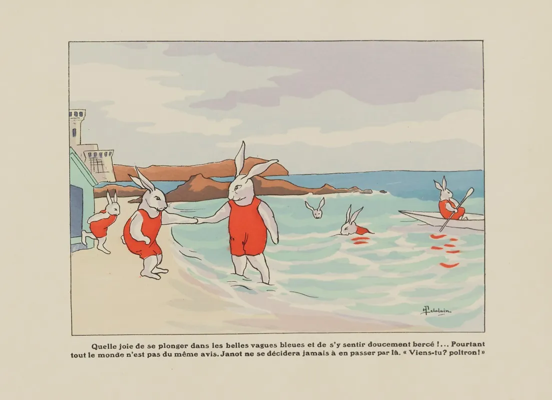Histoire De Six Petits Lapins Pl 11 Wall Art by Henriette Delalain - High-Resolution Digital Print