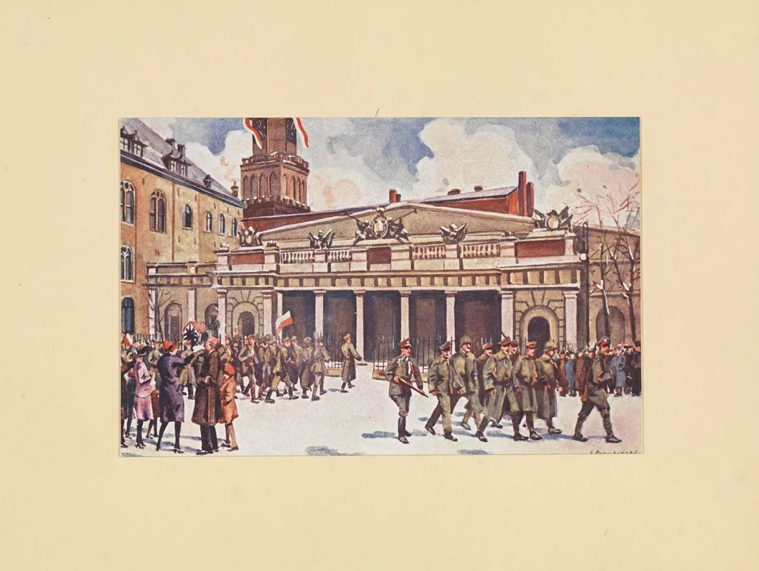 Historic Moment Departure Of The German Guard And Arrival Of The Polish Guard At The Main Guardhouse At The Old Market Square In Poznan Wall Art by Leon Prauziński - High-Resolution Digital Print