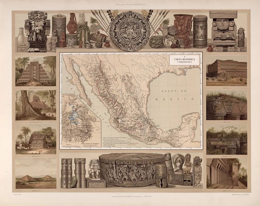 Historical And Archaeological Map Wall Art by Antonio García Cubas - High-Resolution Digital Print