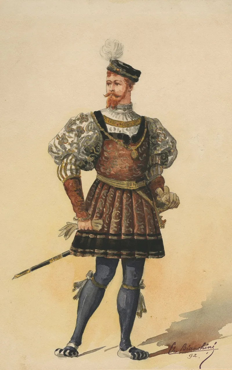 Historical Costumes Pl 13 Wall Art by Charles Bianchini - High-Resolution Digital Print
