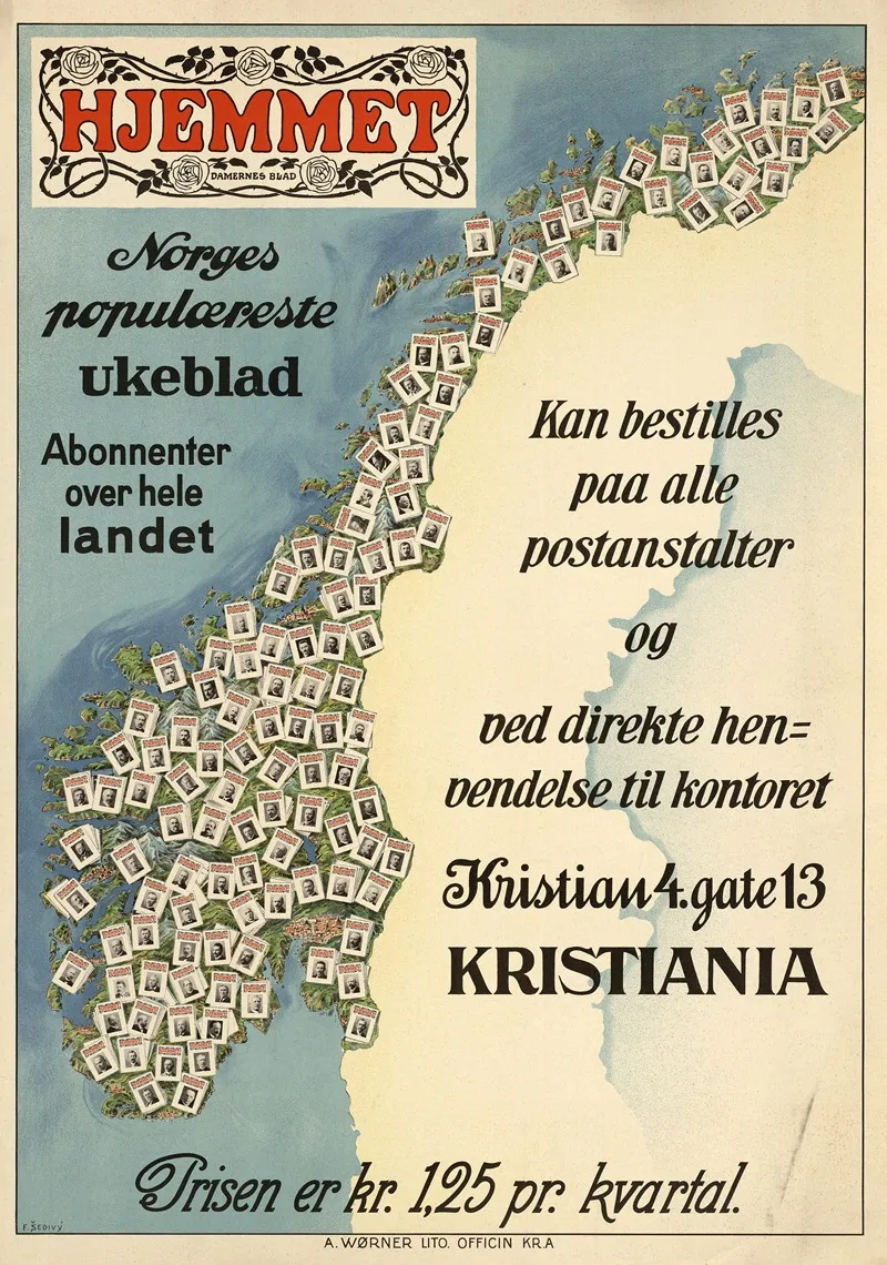 Hjemmet Norges Populaereste Ukeblad Abonnenter Over Hele Landet Wall Art by A. Wørner lito - High-Resolution Digital Print