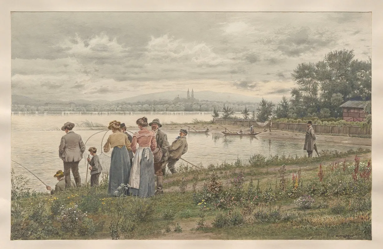Hochwasser Der Donau Bei Klosterneuburg Vom Linken Donauufer Bei Langenzersdorf Aus Gesehen Wall Art by Karl Hornstein - High-Resolution Digital Print