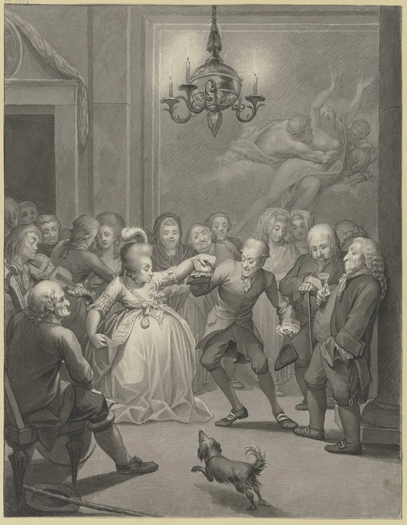 Hochzeitstanz Eines Buckeligen Paares In Einem Empireraum Bei Kerzenlicht Wall Art by Augusto Nicodemo - High-Resolution Digital Print