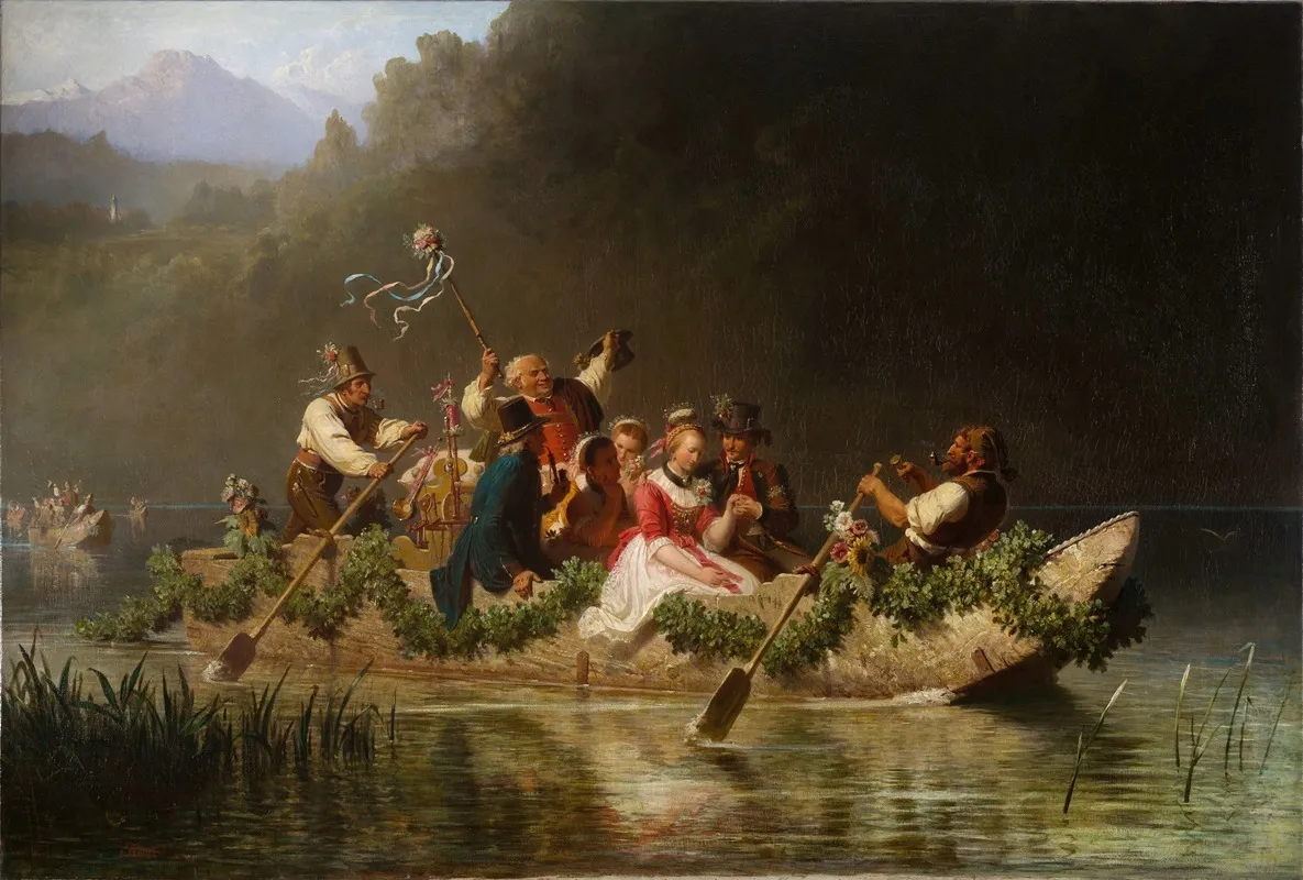Hochzeitszug Auf Einem Bayerischen Gebirgssee Wall Art by Julius Köckert - High-Resolution Digital Print