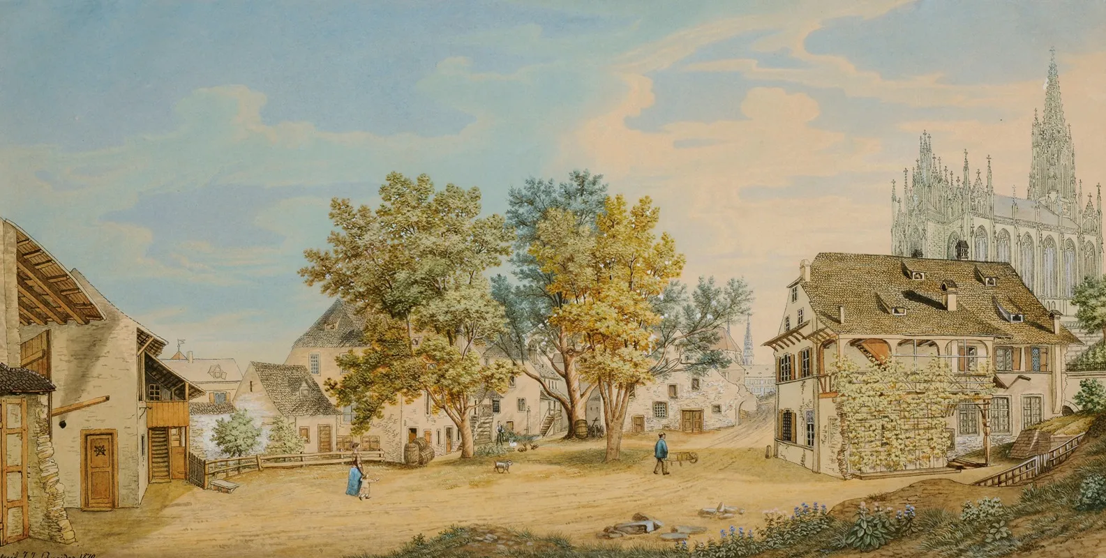 Hof Des Maria Magdalenenklosters Reuerinnen In Der Steinen In Basel Wall Art by Johann Jakob Schneider - High-Resolution Digital Print