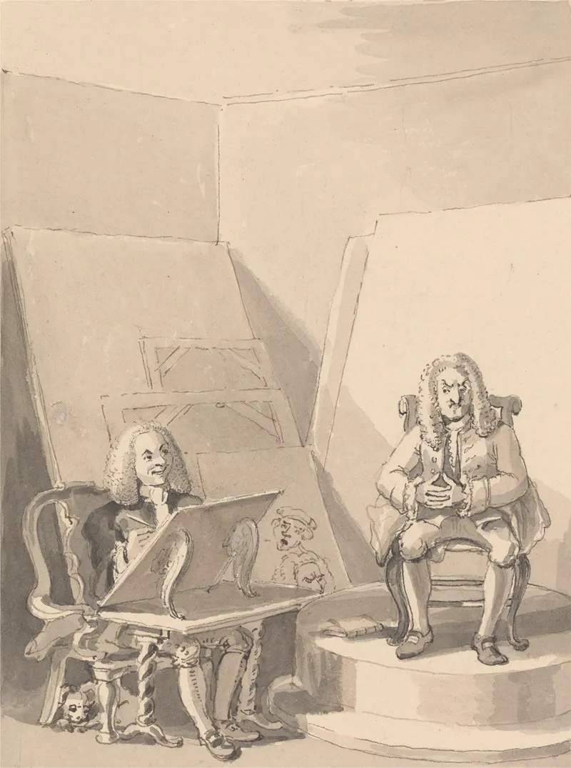Hogarth Making Up A Portrait Of H Fielding For A Bookseller