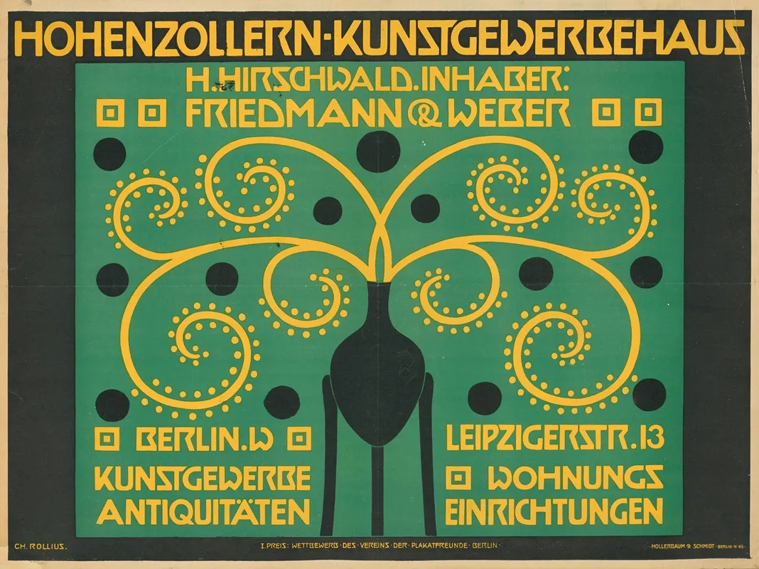 Hohenzollern Kunstgewerbehaus Friedmann Weber Wall Art by Charlotte Rollius - High-Resolution Digital Print