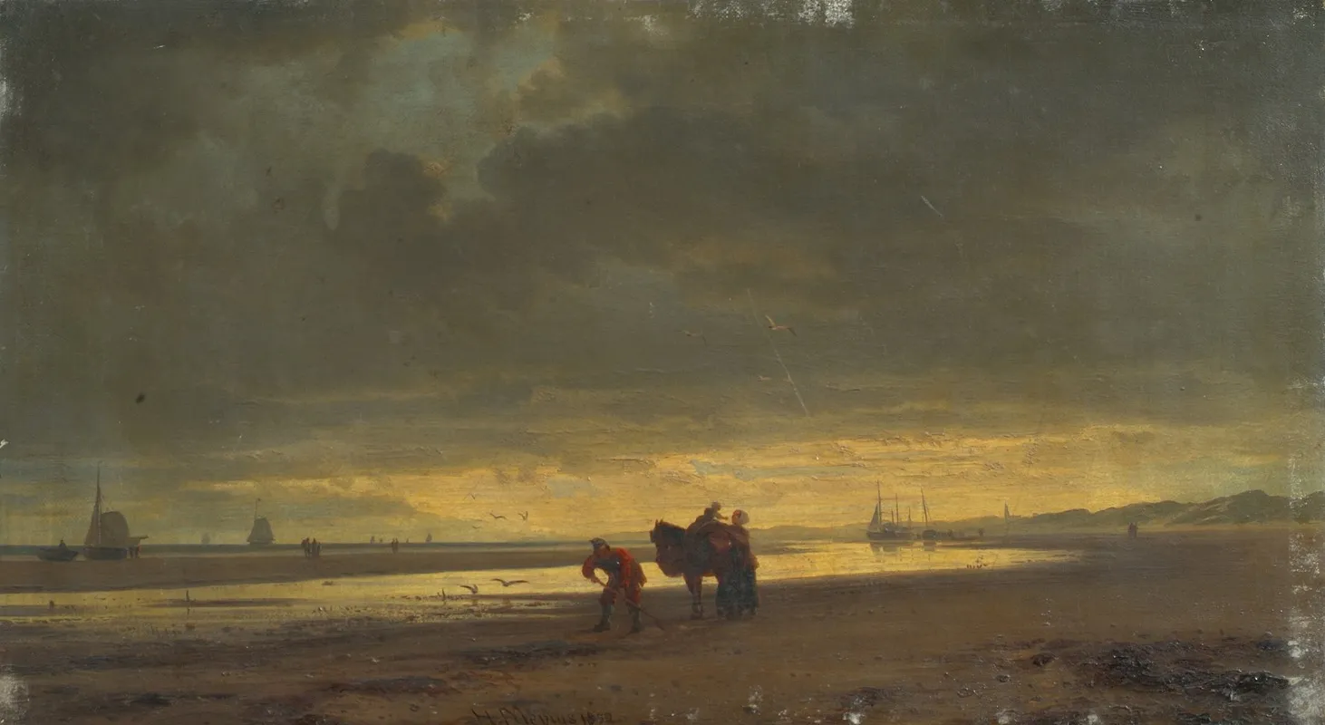 Hollandische Seekuste Bei Ebbe Wall Art by Hermann Mevius - High-Resolution Digital Print