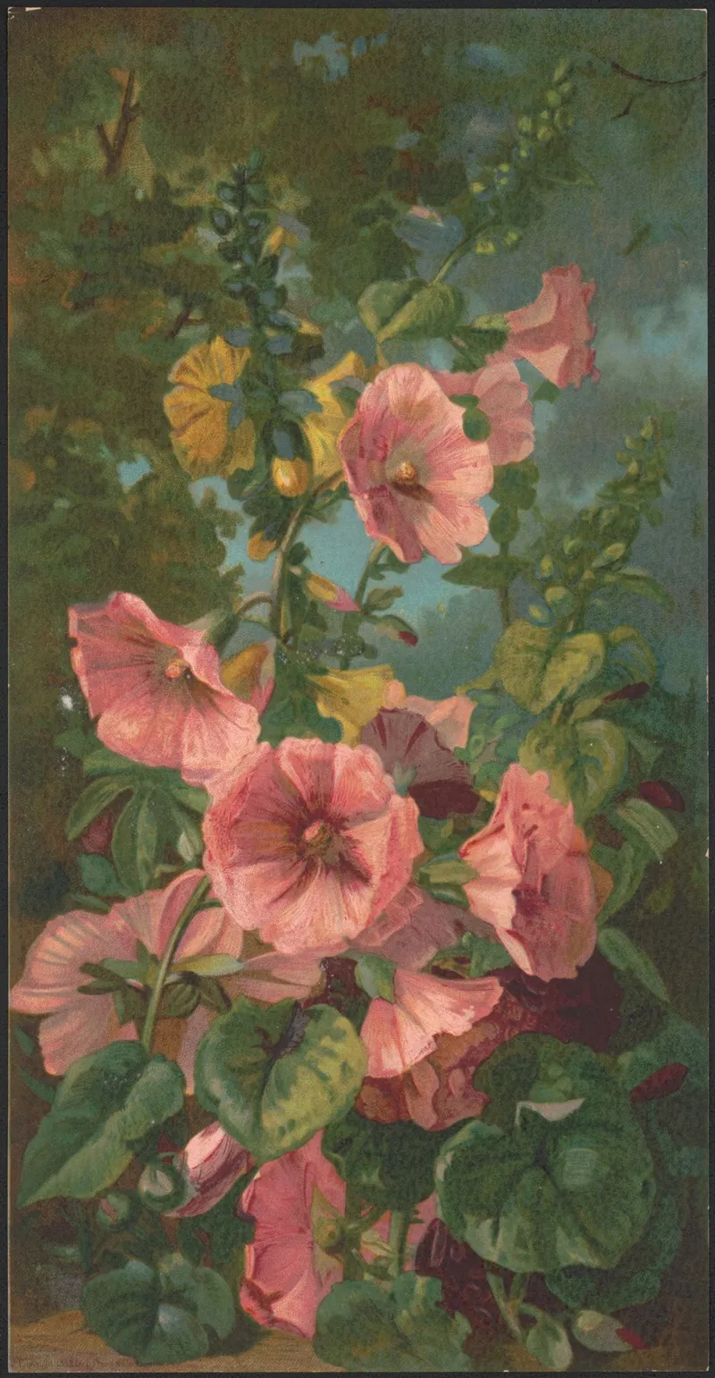 Hollyhocks 7 Wall Art by Julia Mcentee Dillon - High-Resolution Digital Print