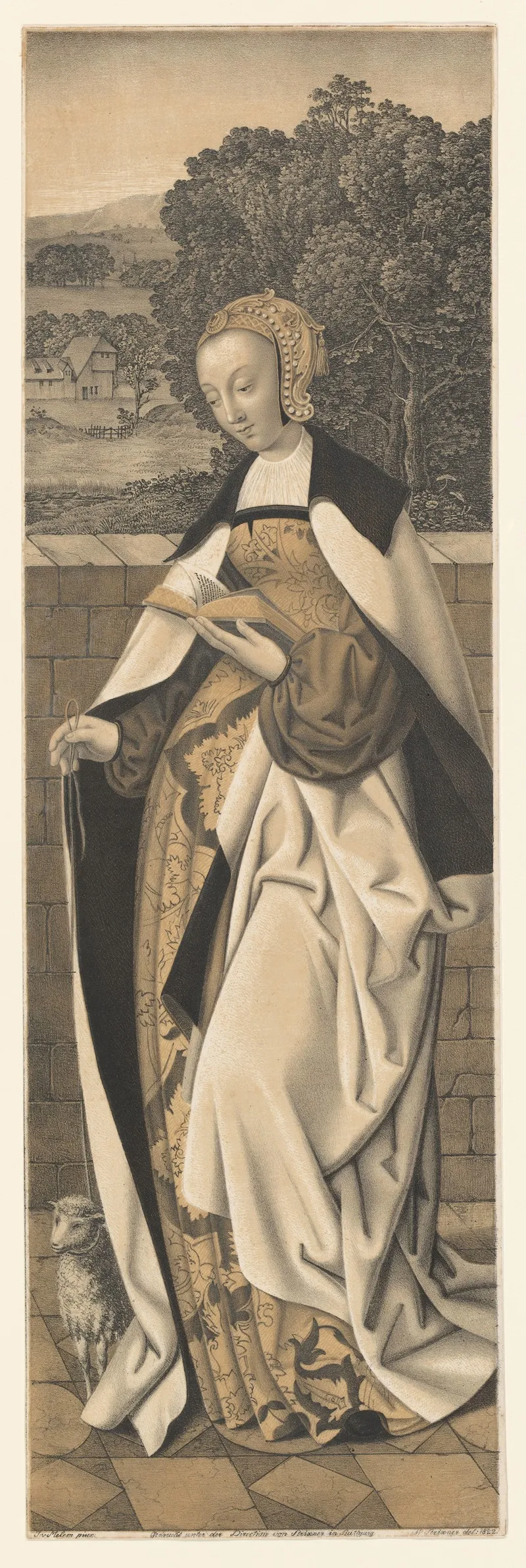 Holy Agnes With A Lamb Wall Art by Johann Nepomuk Strixner - High-Resolution Digital Print