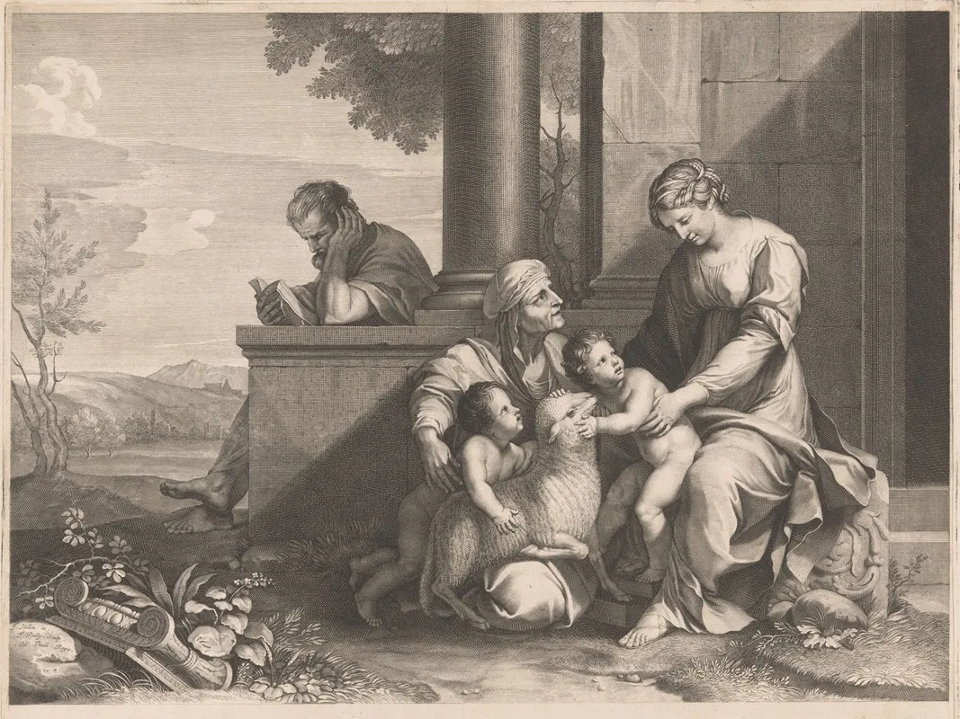 Holy Family With Elizabeth And John The Baptist Wall Art by Francois de Poilly - High-Resolution Digital Print