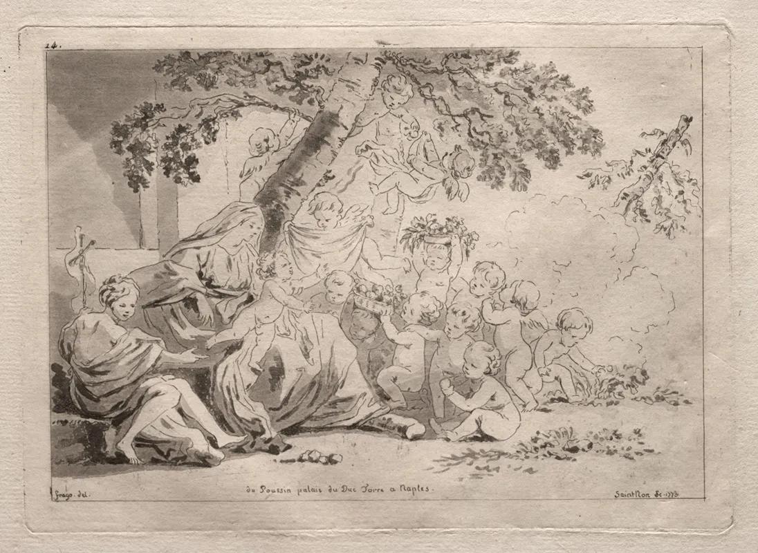Holy Family With Putti Wall Art by Jean-Claude-Richard de Saint-Non - High-Resolution Digital Print