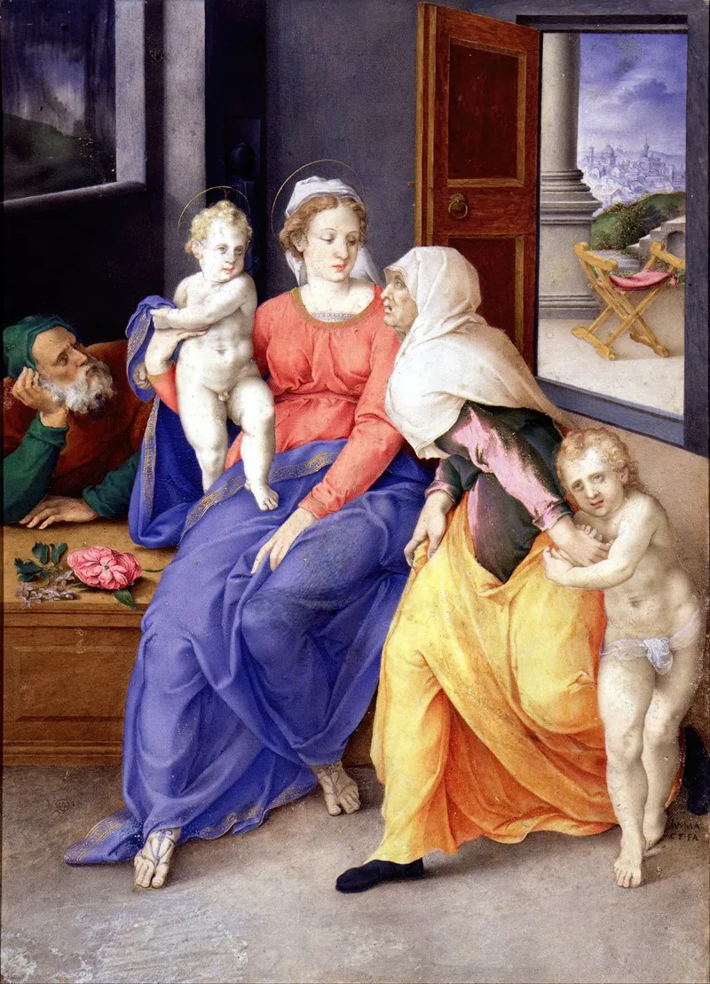 Holy Family With Santa Isabel And San Juanito Wall Art by Giulio Clovio - High-Resolution Digital Print