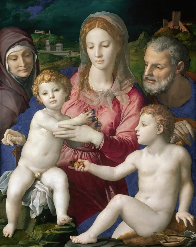 Holy Family With St Anne And The Infant St John Wall Art by Agnolo Bronzino - High-Resolution Digital Print