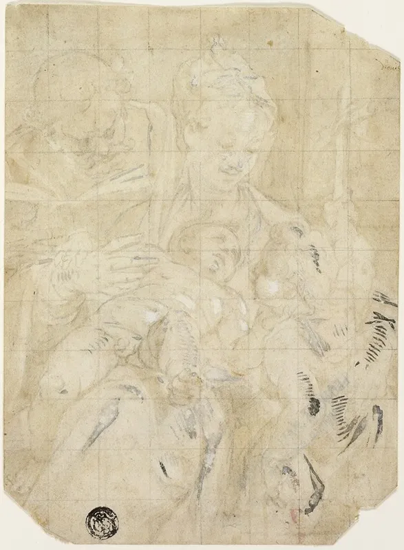 Holy Family With The Infant Saint John The Baptist 2 Wall Art by Denys Calvaert - High-Resolution Digital Print