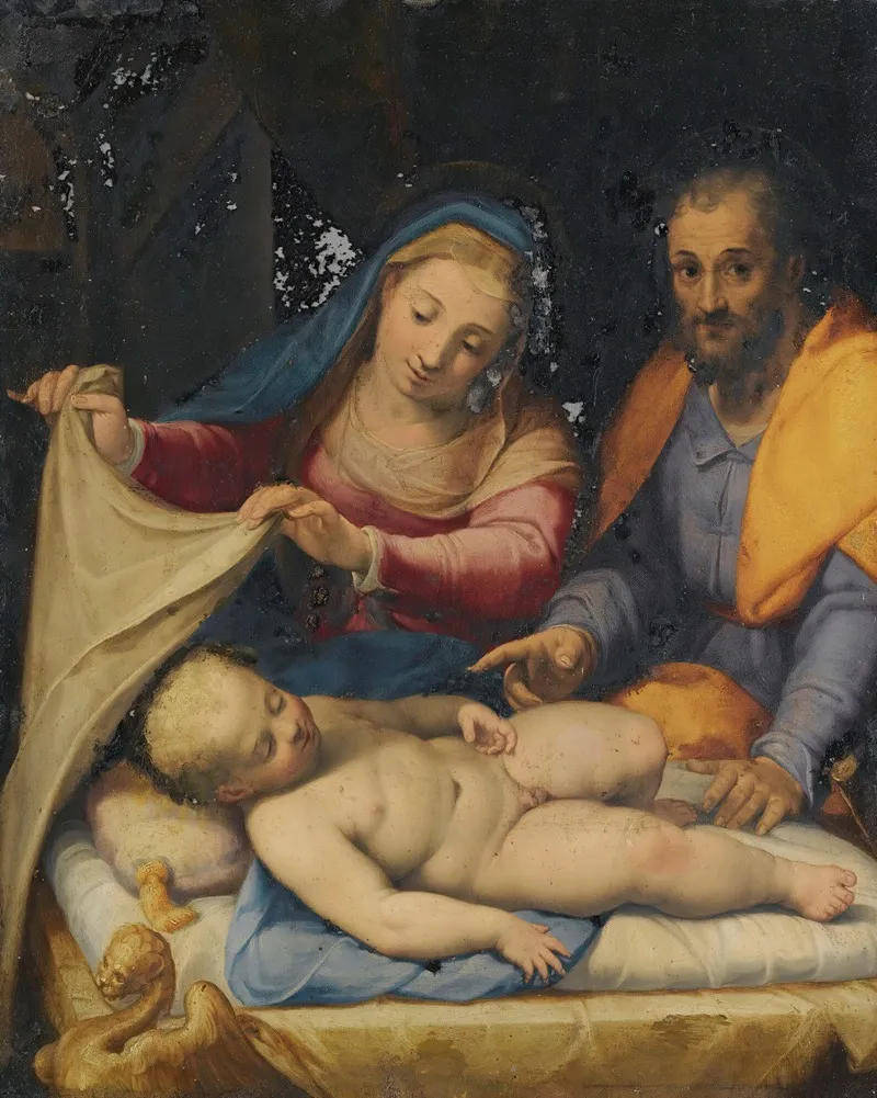 Holy Family With The Sleeping Christ Child Wall Art by Lorenzo Sabatini - High-Resolution Digital Print