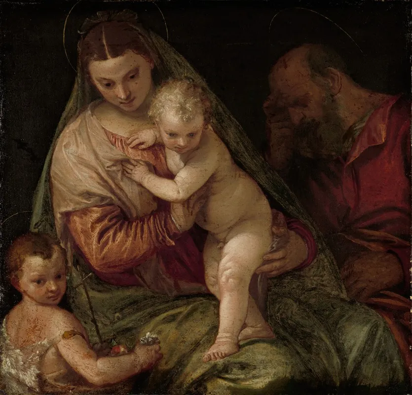 Holy Family With Young Saint John Wall Art by Workshop of Paolo Veronese - High-Resolution Digital Print