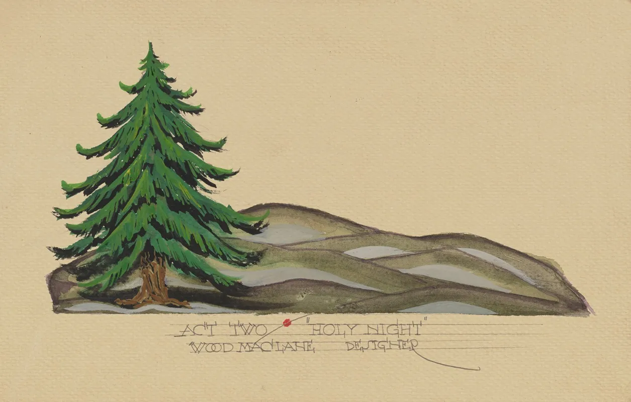 Holy Night Act Two Pine Tree In Rocky Hills Wall Art by Wood MacLane - High-Resolution Digital Print