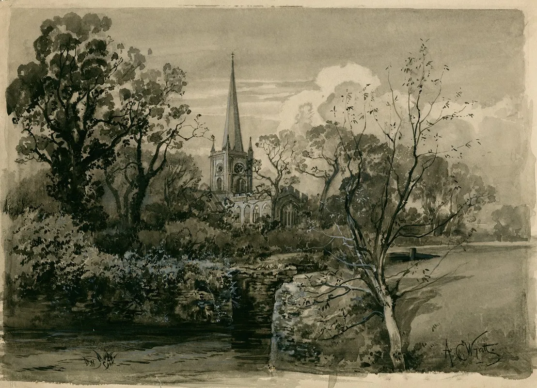 Holy Trinity Church Stratford On Avon Wall Art by A.C. Wyatt - High-Resolution Digital Print