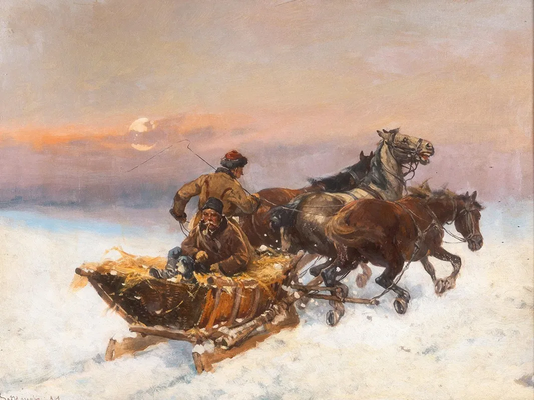 Home Journey In A Sledge Wall Art by Alexander Setkowicz - High-Resolution Digital Print