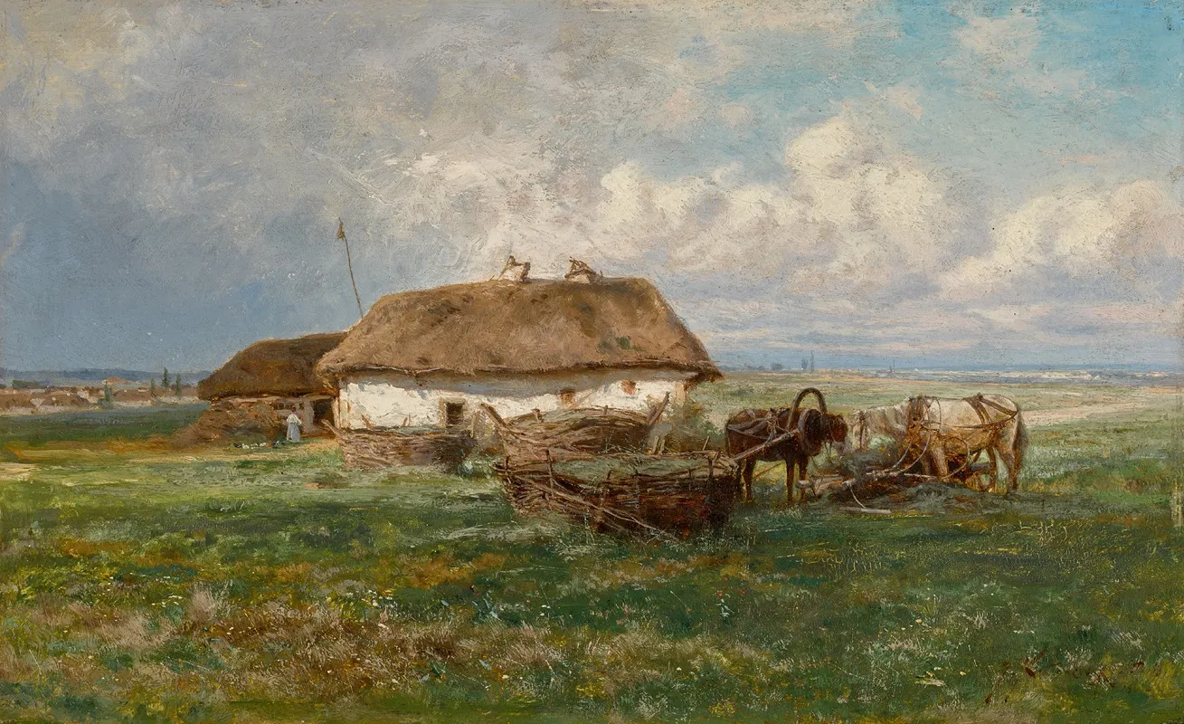 Homestead With Horses Wall Art by Iosif Evstafievich Krachkovsky - High-Resolution Digital Print