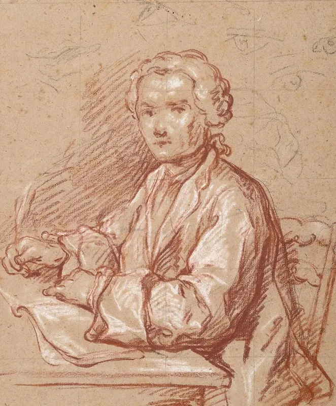 Homme A Son Bureau Ecrivant Wall Art by François-Louis-Joseph Watteau - High-Resolution Digital Print