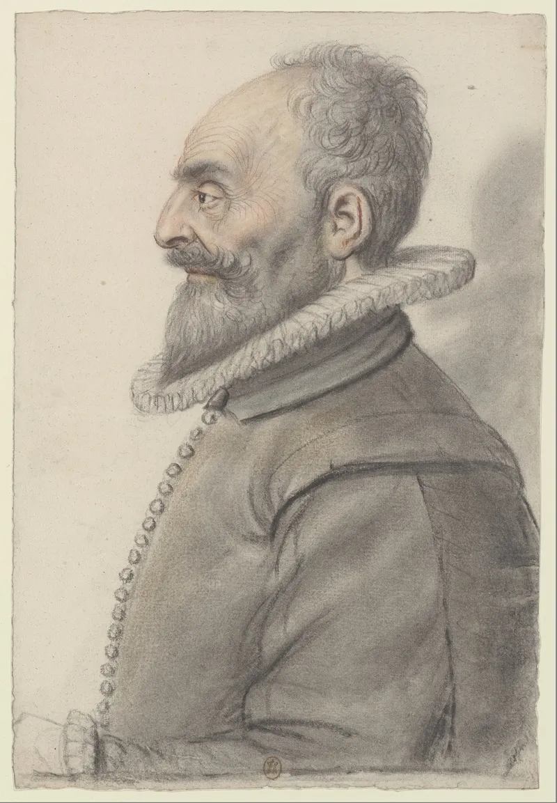 Homme Age A Barbe Courte Portant Une Fraise De Profil A Gauche Wall Art by Nicolas Lagneau - High-Resolution Digital Print