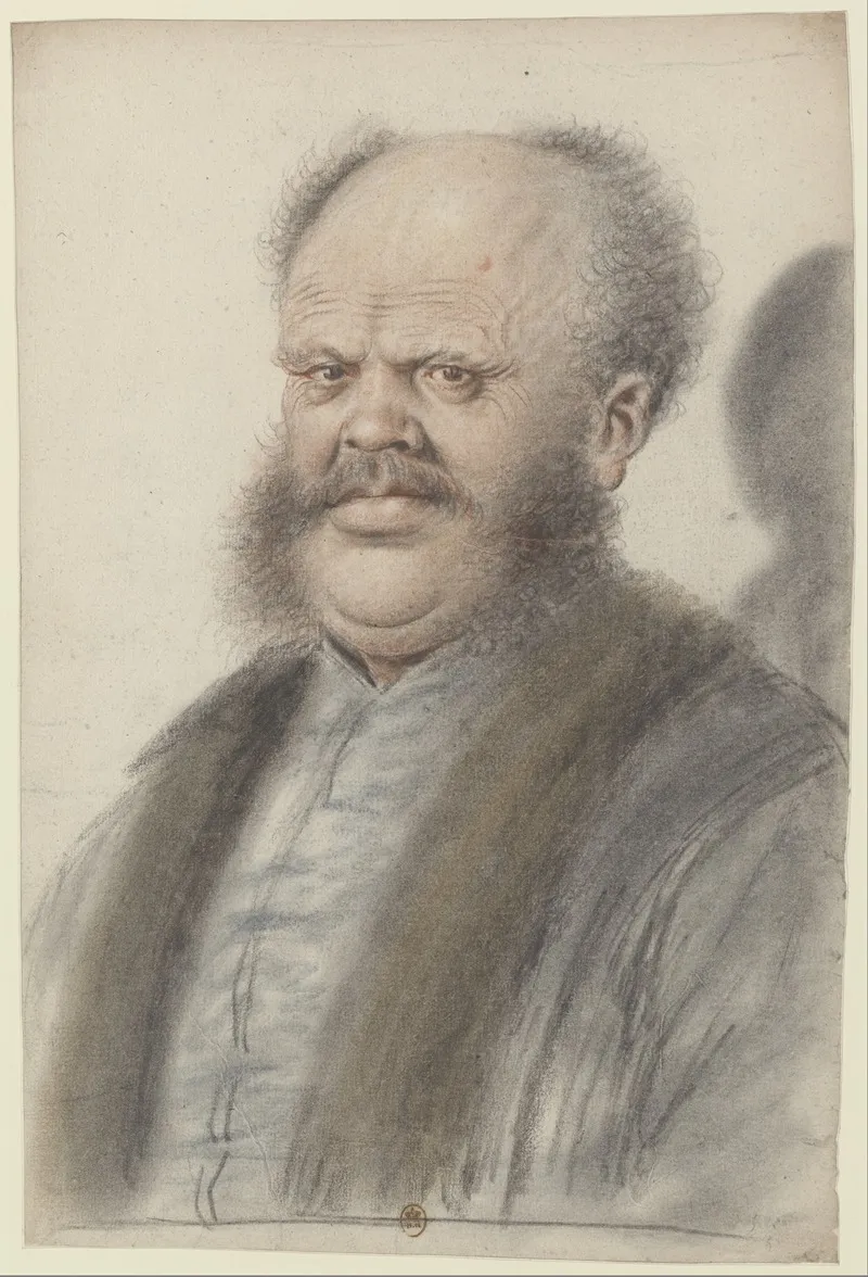 Homme Au Crane Degarni Portant Moustaches Et Larges Pattes De Cheveux Descendant Sur Les Joues Vu Presque De Face Wall Art by Nicolas Lagneau - High-Resolution Digital Print