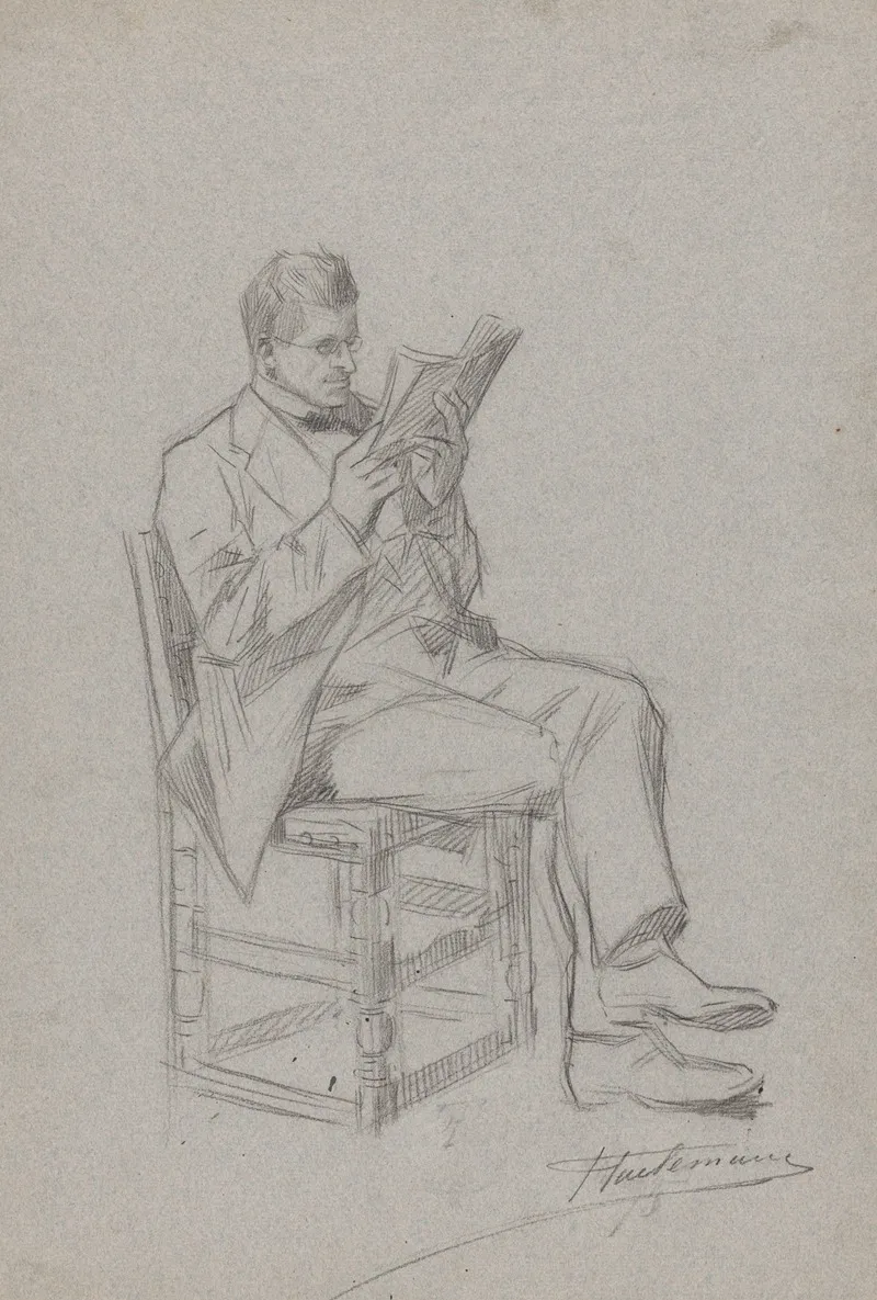 Homme Lisant Assis Sur Une Chaise