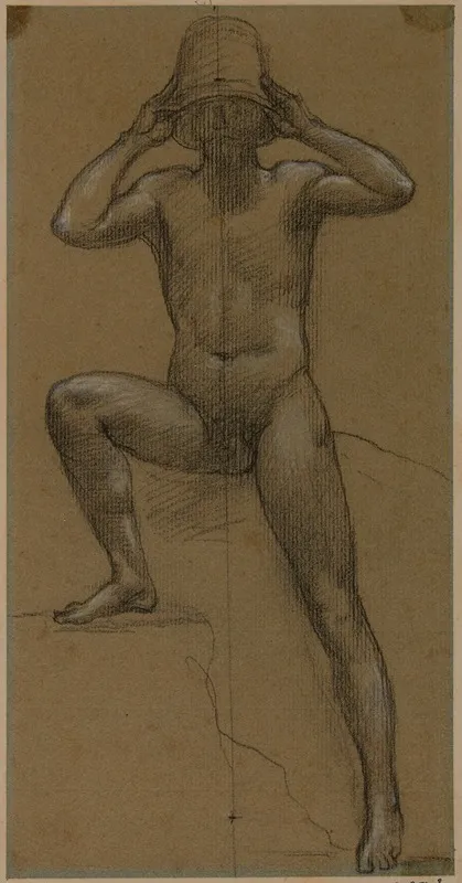 Homme Nu De Face Se Coiffant Dun Pot Wall Art by Pierre Puvis de Chavannes - High-Resolution Digital Print