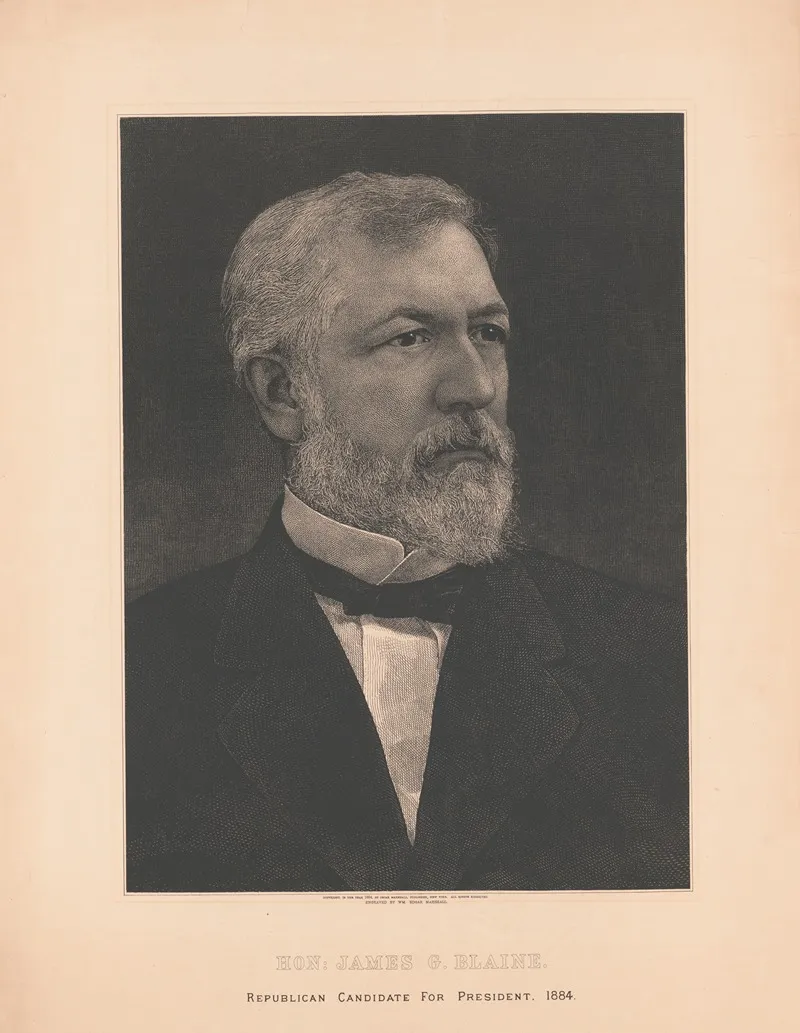 Hon James J Blaine Republican Candidate For President 1884 Wall Art by William Marshall - High-Resolution Digital Print