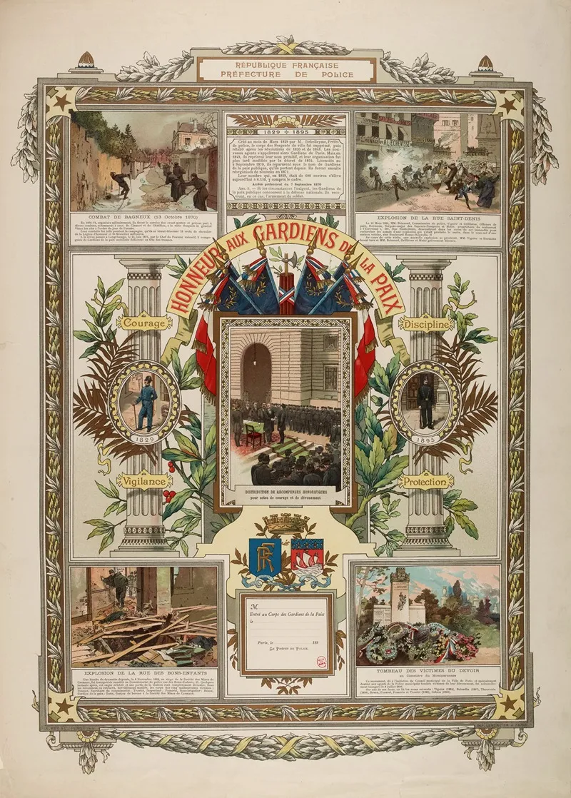 Honneur Aux Gardiens De La Paix Wall Art by Imp. Lemercier & Cie - High-Resolution Digital Print